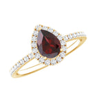 Natural 5X7mm Garnet Teardrop Engagement Ring with Diamond Halo AAA - Rosec Jewels
