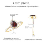 Natural 5X7mm Garnet Teardrop Engagement Ring with Diamond Halo AAA - Rosec Jewels