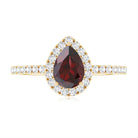 Natural 5X7mm Garnet Teardrop Engagement Ring with Diamond Halo AAA - Rosec Jewels