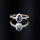 5X7mm Pear Shape London Blue Topaz Teardrop Engagement Ring with Moissanite Halo AAA - Rosec Jewels