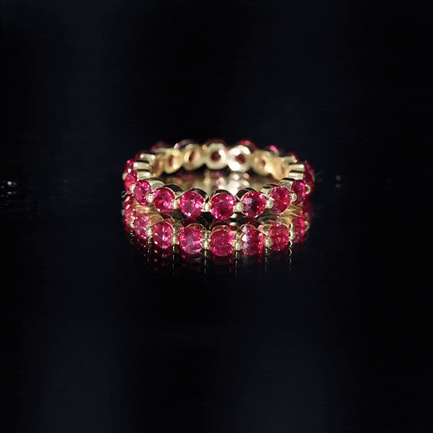 Certified Lab Created Ruby Eternity Wedding Band for Women AAAA - Rosec Jewels