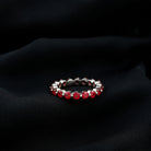 Certified Lab Created Ruby Eternity Wedding Band for Women AAAA - Rosec Jewels