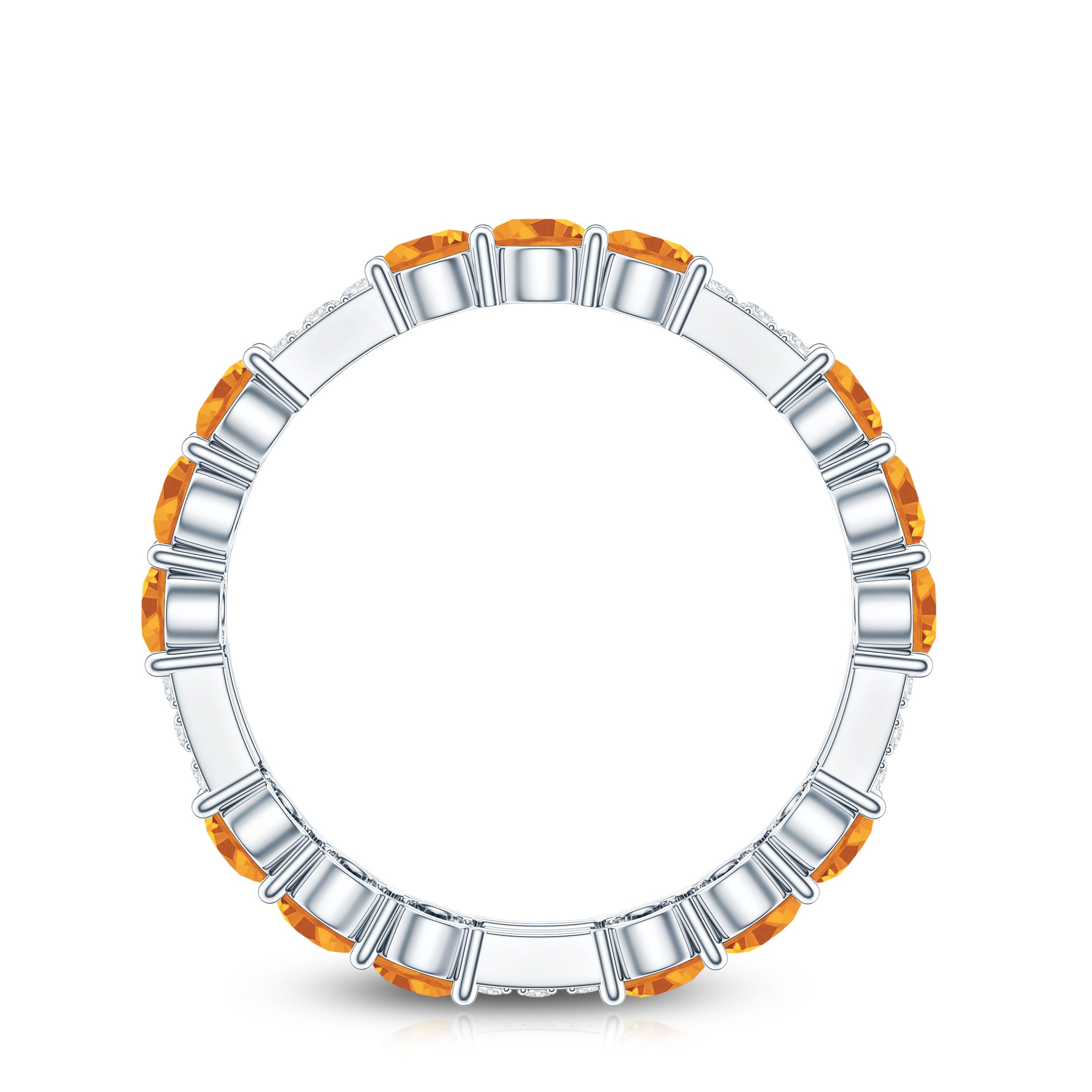 Natural Citrine Diamond Eternity Wedding Band AAA - Rosec Jewels