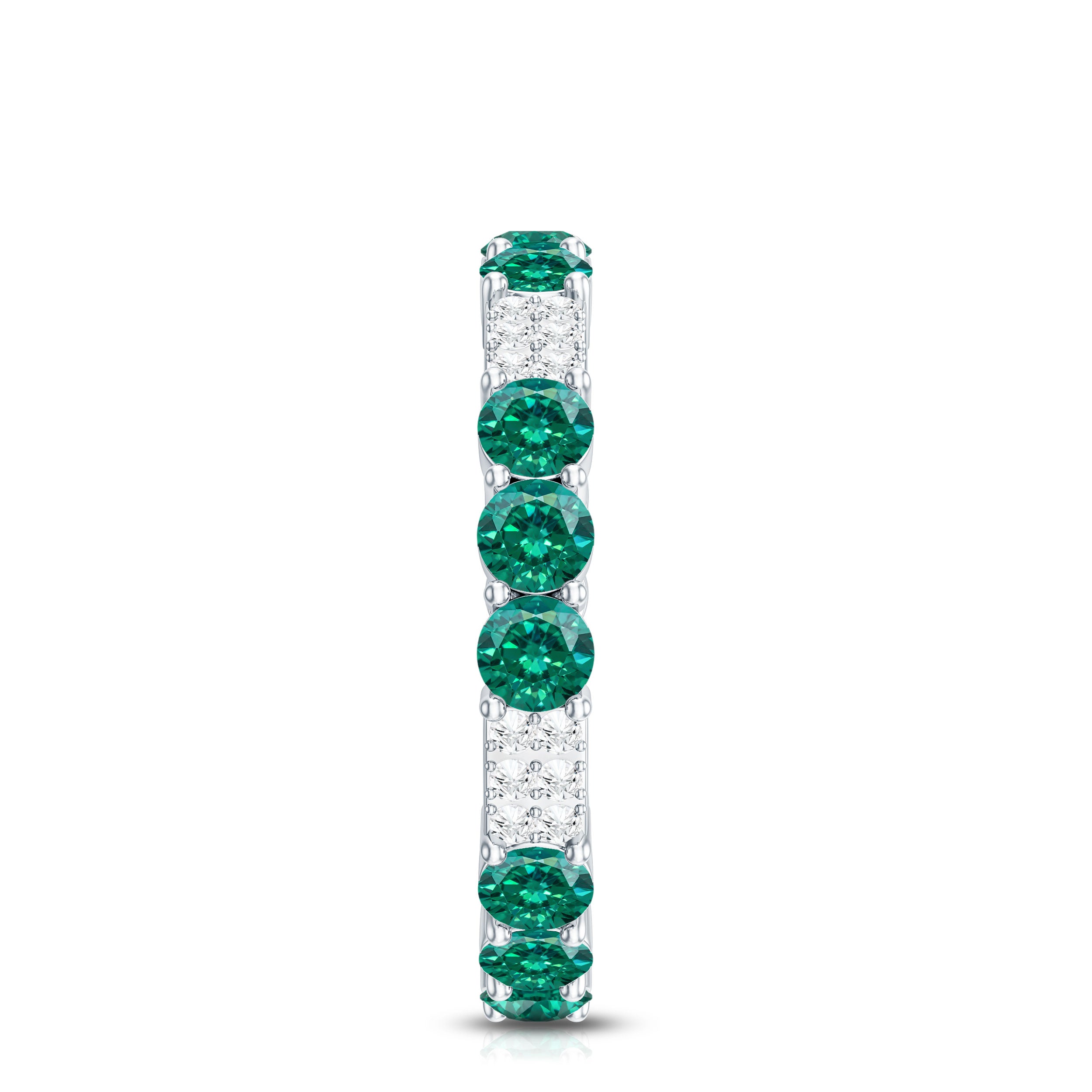 Certified Lab Grown Emerald Diamond Eternity Wedding Band AAAA - Rosec Jewels