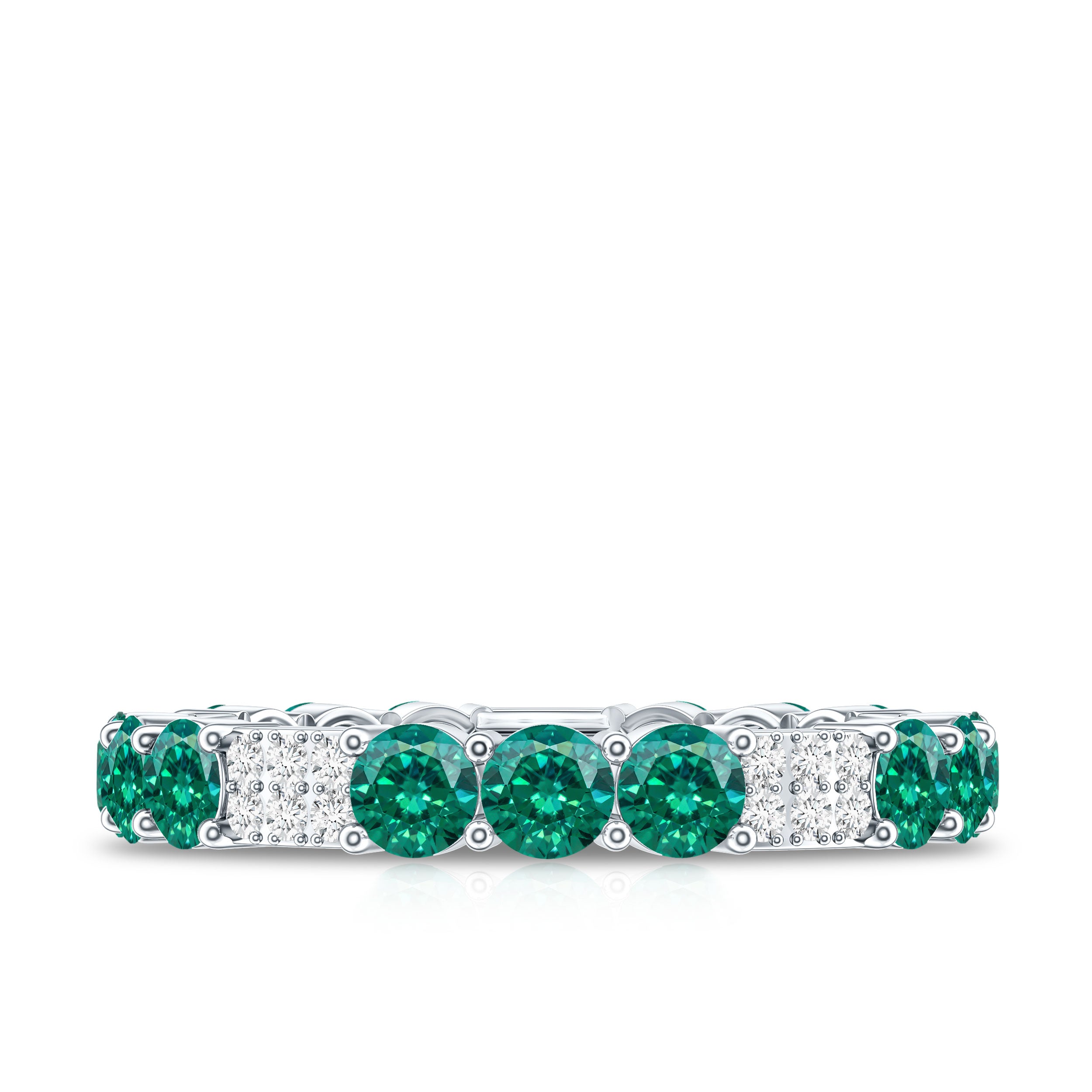 Certified Lab Grown Emerald Diamond Eternity Wedding Band AAAA - Rosec Jewels