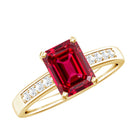 Rosec Jewels-Lab Grown Ruby Emerald Cut Engagement Ring with Real Diamond