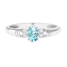 Rosec Jewels-Natural 6X8mm Aquamarine Oval Engagement Ring with Diamond