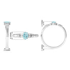 Rosec Jewels-Natural 6X8mm Aquamarine Oval Engagement Ring with Diamond
