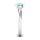 Rosec Jewels-Natural 6X8mm Aquamarine Oval Engagement Ring with Diamond