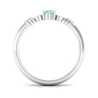 Rosec Jewels-Natural 6X8mm Aquamarine Oval Engagement Ring with Diamond