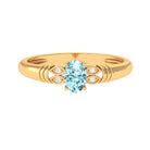 Rosec Jewels-Natural 6X8mm Aquamarine Oval Engagement Ring with Diamond