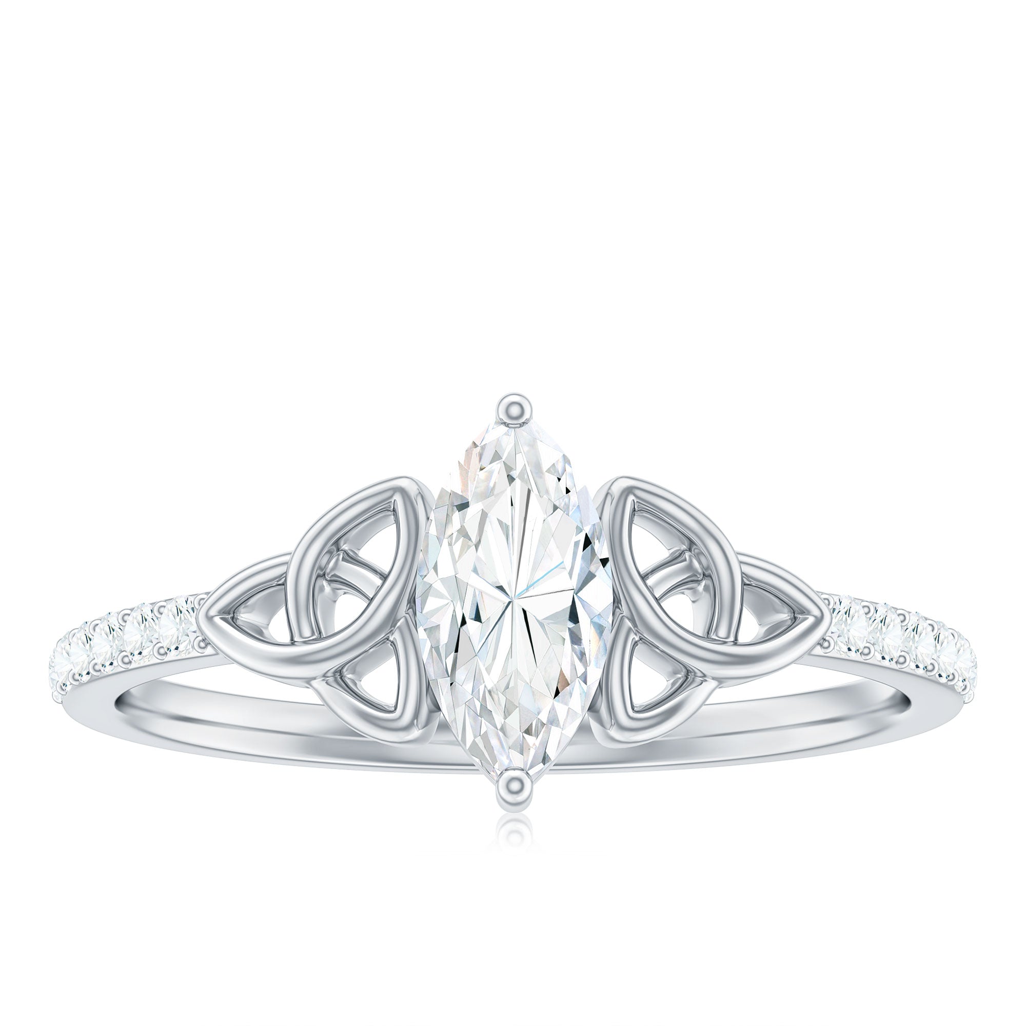 Rosec Jewels-Marquise Cut Moissanite Celtic Knot Engagement Ring