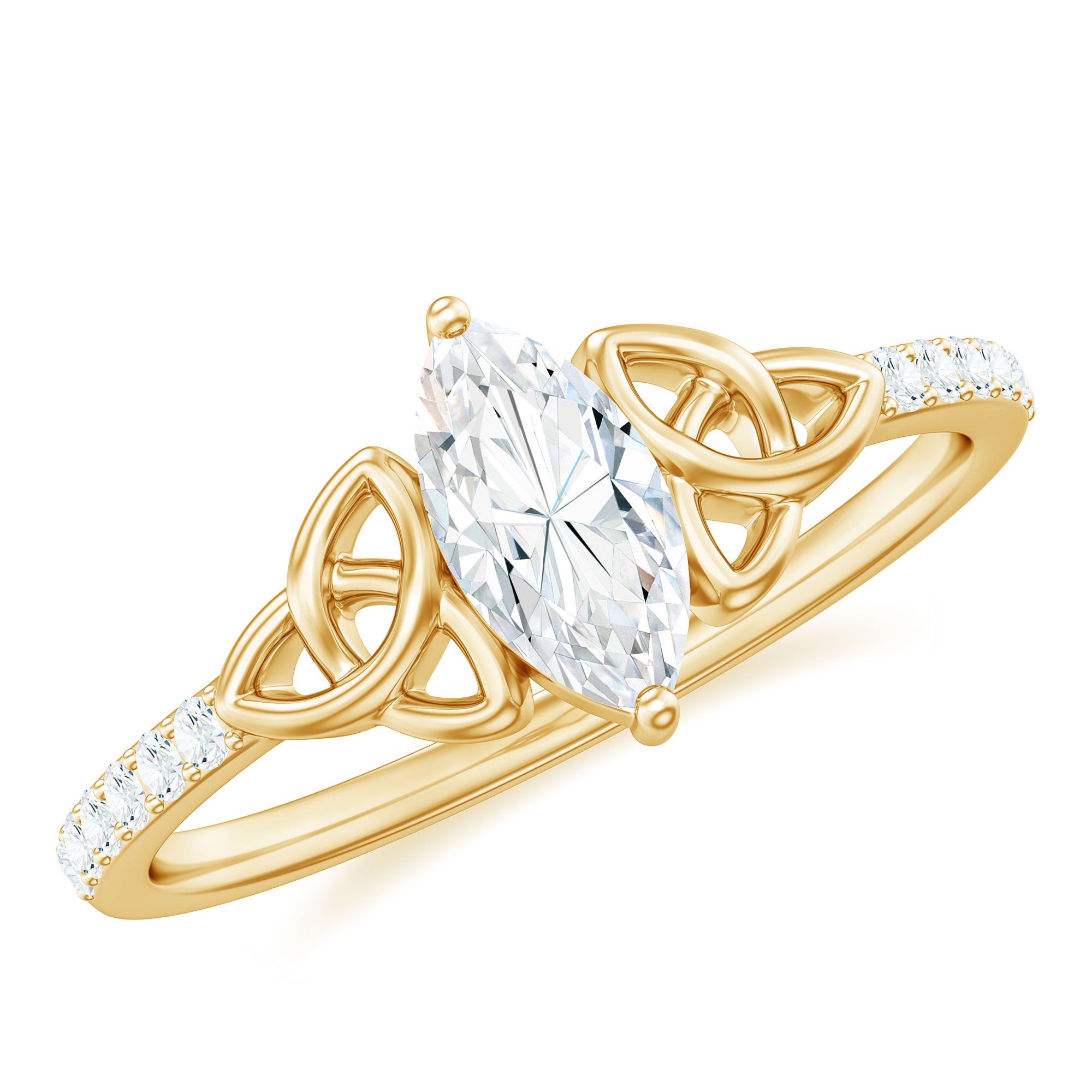 Rosec Jewels-Marquise Cut Moissanite Celtic Knot Engagement Ring