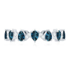 Pear Shape London Blue Topaz and Diamond Full Eternity Band AAA - Rosec Jewels