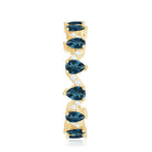 Pear Shape London Blue Topaz and Diamond Full Eternity Band AAA - Rosec Jewels