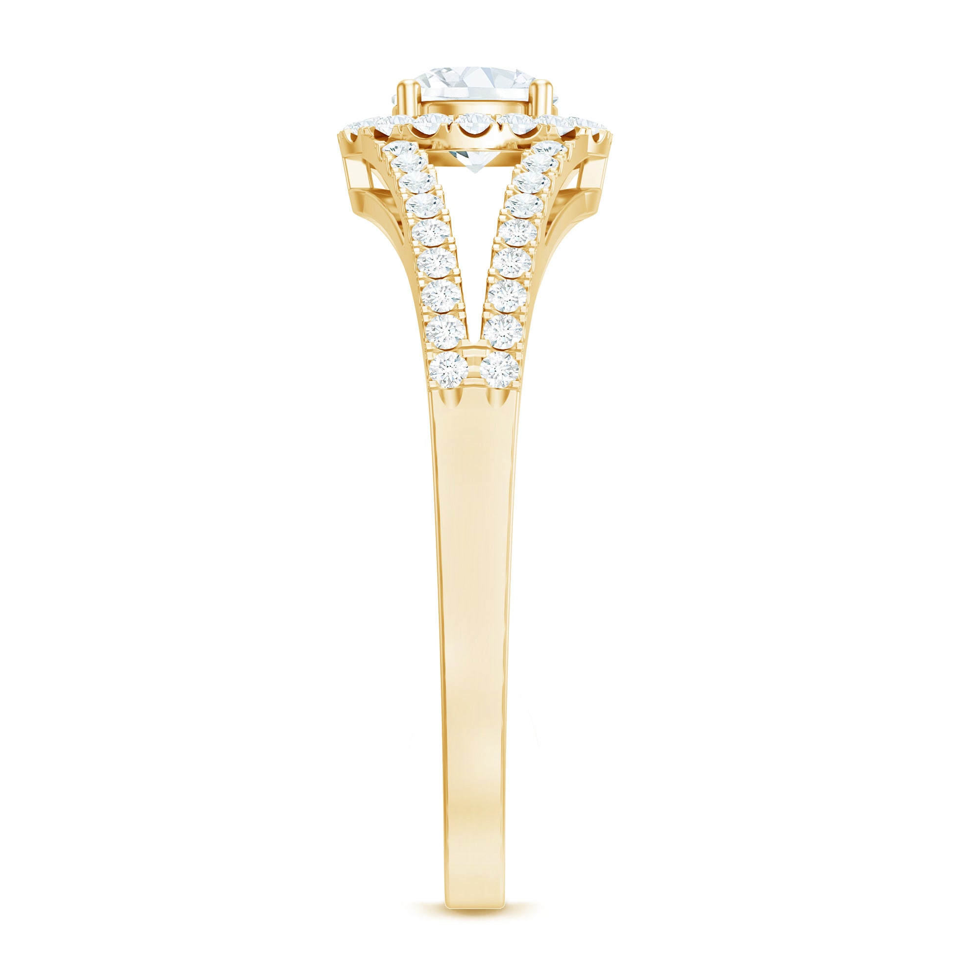 Rosec Jewels-Womens Moissanite Halo Engagement Ring with Split Shank
