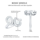 Pear Cut Moissanite Two Stone Engagement Ring with Halo D-VS1 - Rosec Jewels
