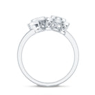 Pear Cut Moissanite Two Stone Engagement Ring with Halo D-VS1 - Rosec Jewels