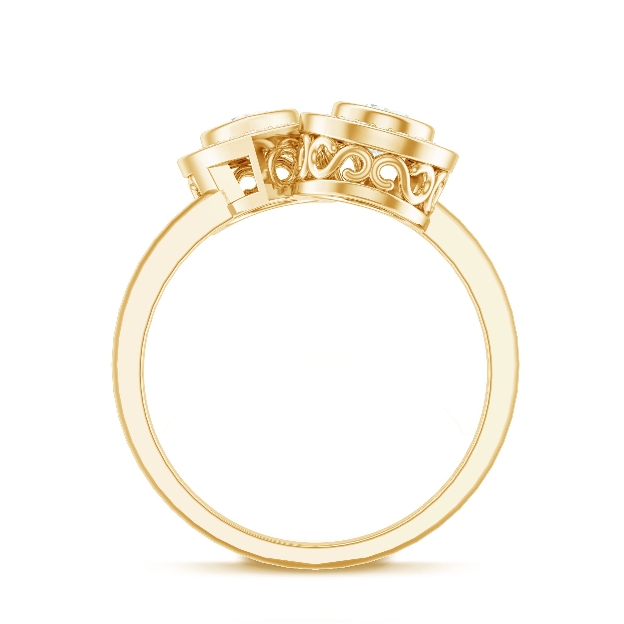 Pear Cut Moissanite Two Stone Engagement Ring with Halo D-VS1 - Rosec Jewels