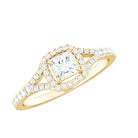 Rosec Jewels-Princess Cut Moissanite Halo Engagement Ring with Split Shank