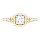 Rosec Jewels-Princess Cut Moissanite Halo Engagement Ring with Split Shank