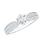 Elegant Round Moissanite Engagement Ring with Side Stones D-VS1 - Rosec Jewels