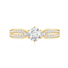 Elegant Round Moissanite Engagement Ring with Side Stones D-VS1 - Rosec Jewels