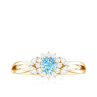 Natural Aquamarine Flower Promise Ring with Diamond AAA - Rosec Jewels
