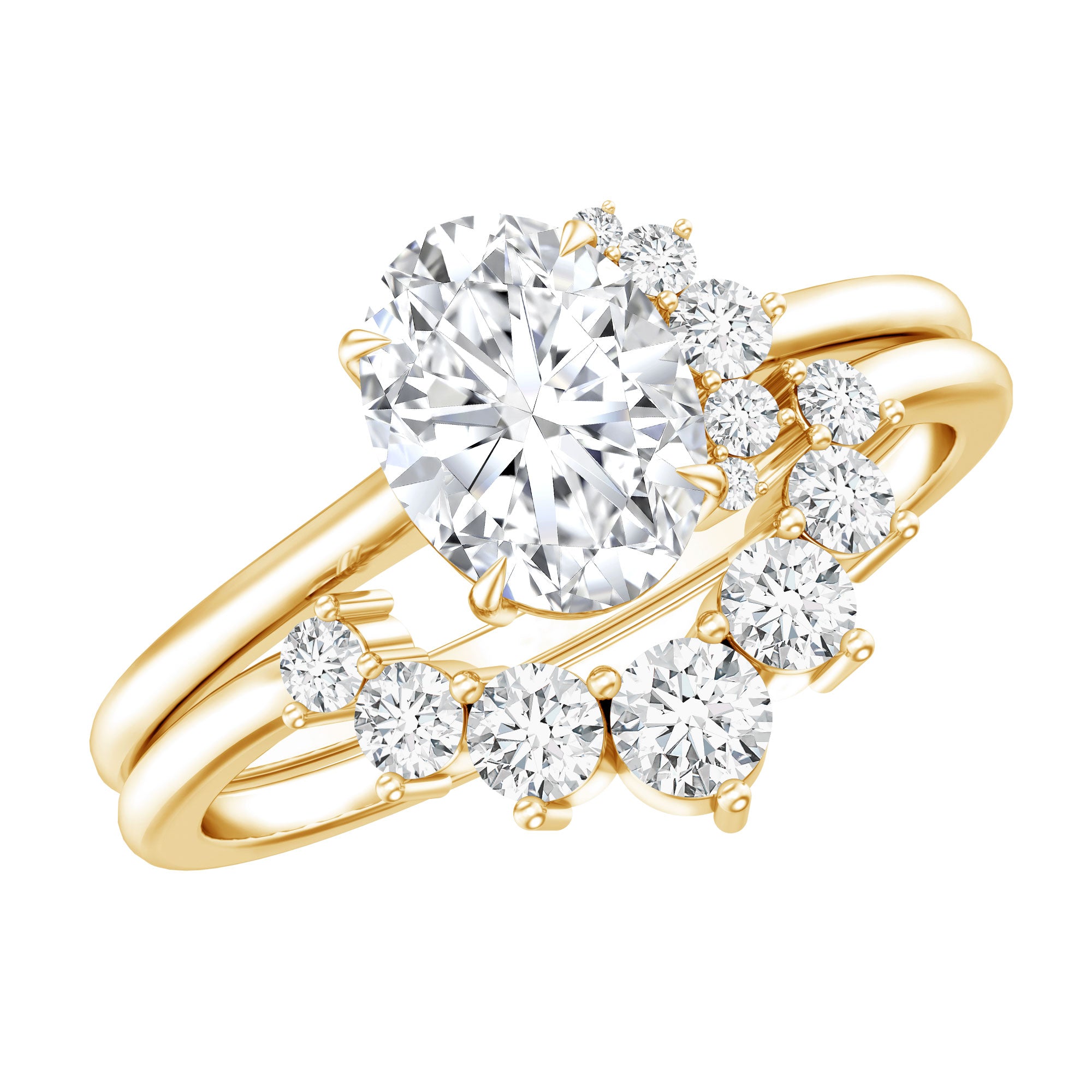 Rosec Jewels-Designer 1.2 Carat Oval Cut Moissanite Wedding Ring Set With Certificate