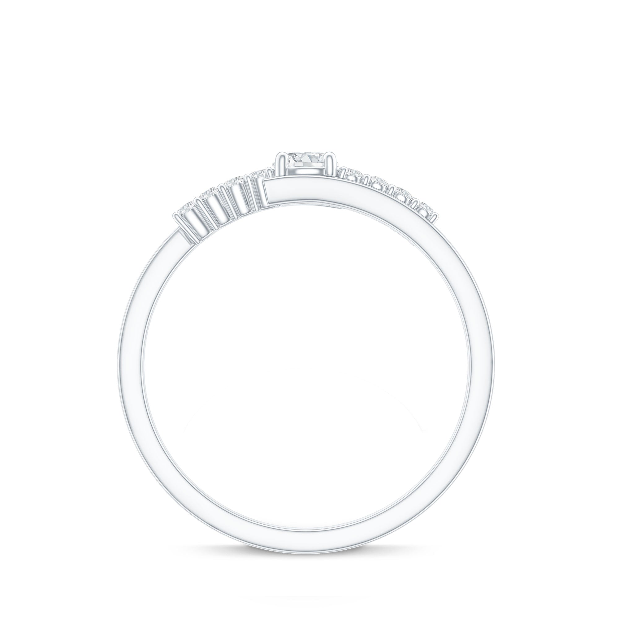 Rosec Jewels-Round Cut Moissanite Promise Ring with Bypass Shank