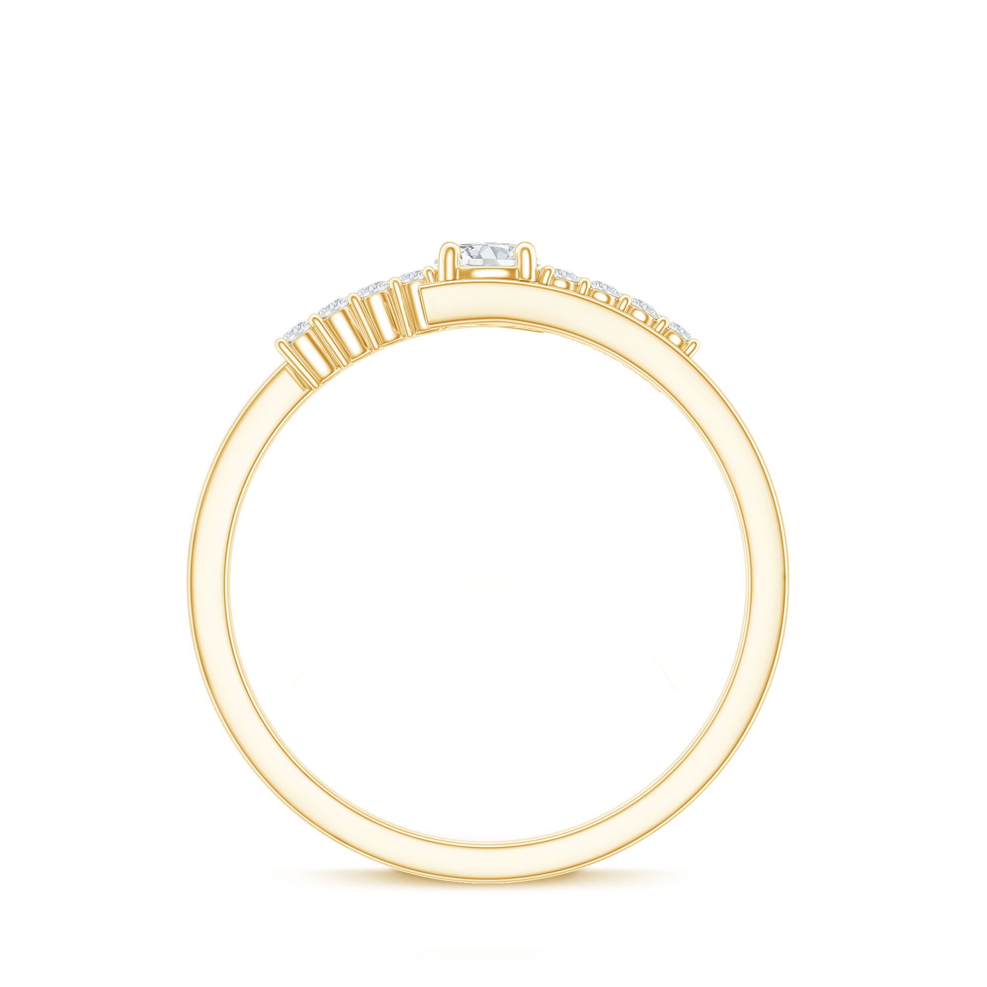 Rosec Jewels-Round Cut Moissanite Promise Ring with Bypass Shank