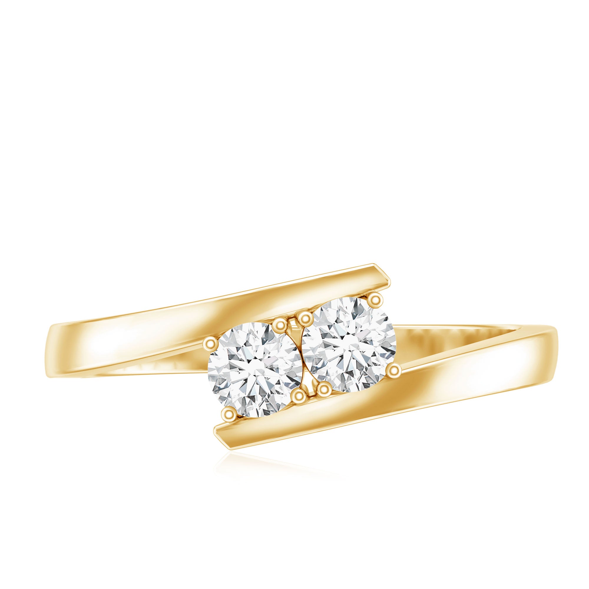 Certified Two Stone Moissanite Commitment Ring For Her D-VS1 - Rosec Jewels