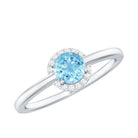 Rosec Jewels-Certified Real Aquamarine Promise Ring with Diamond Halo