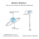 Rosec Jewels-Certified Real Aquamarine Promise Ring with Diamond Halo