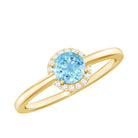 Rosec Jewels-Certified Real Aquamarine Promise Ring with Diamond Halo