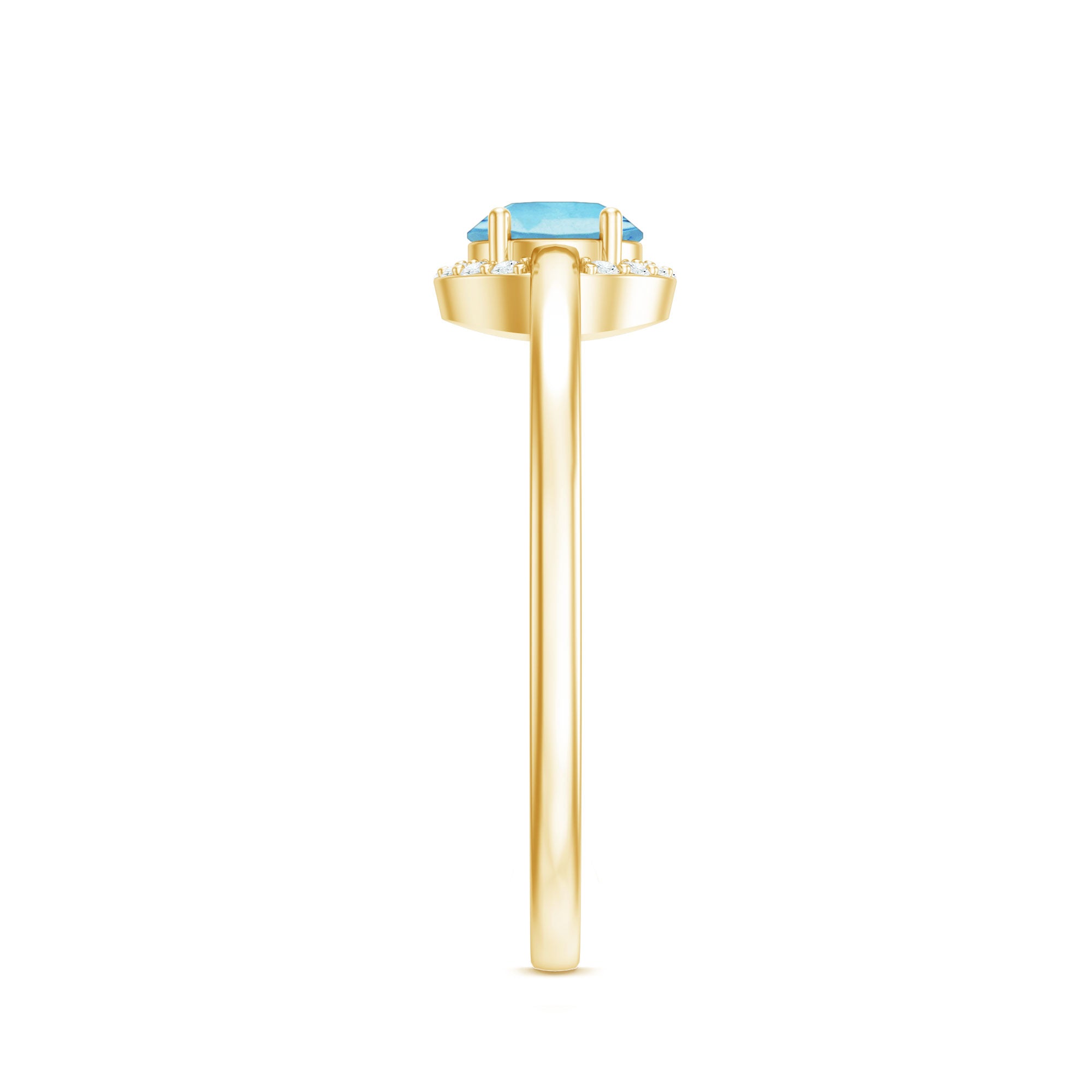 Rosec Jewels-Certified Real Aquamarine Promise Ring with Diamond Halo