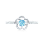 Natural Aquamarine Diamond Flower Promise Ring with Certificate AAA - Rosec Jewels