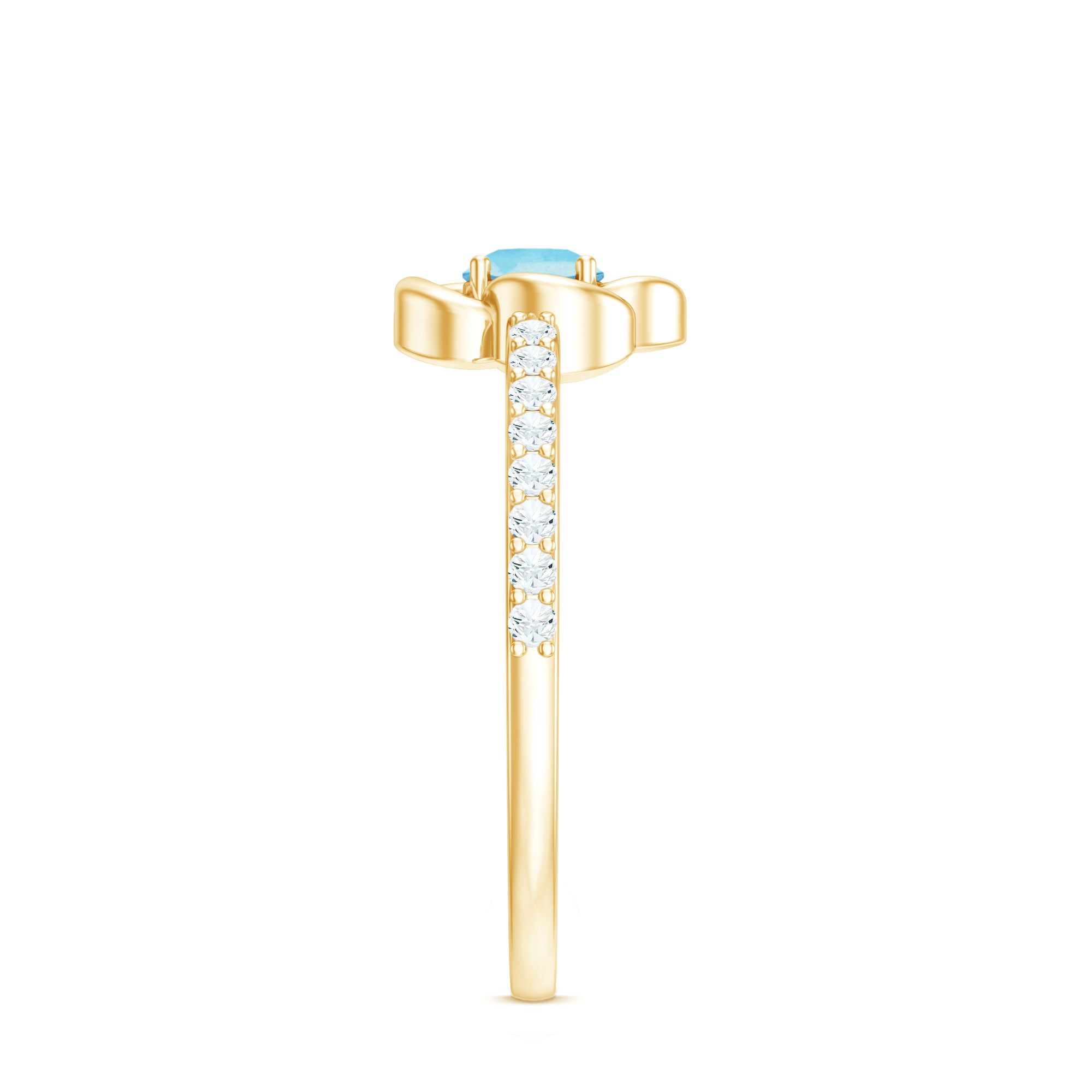 Natural Aquamarine Diamond Flower Promise Ring with Certificate AAA - Rosec Jewels
