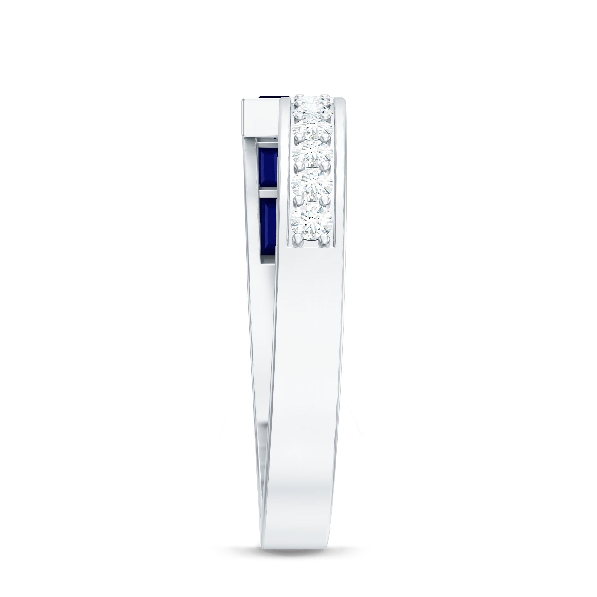 Natural Blue Sapphire Diamond Anniversary Band Ring AAA - Rosec Jewels