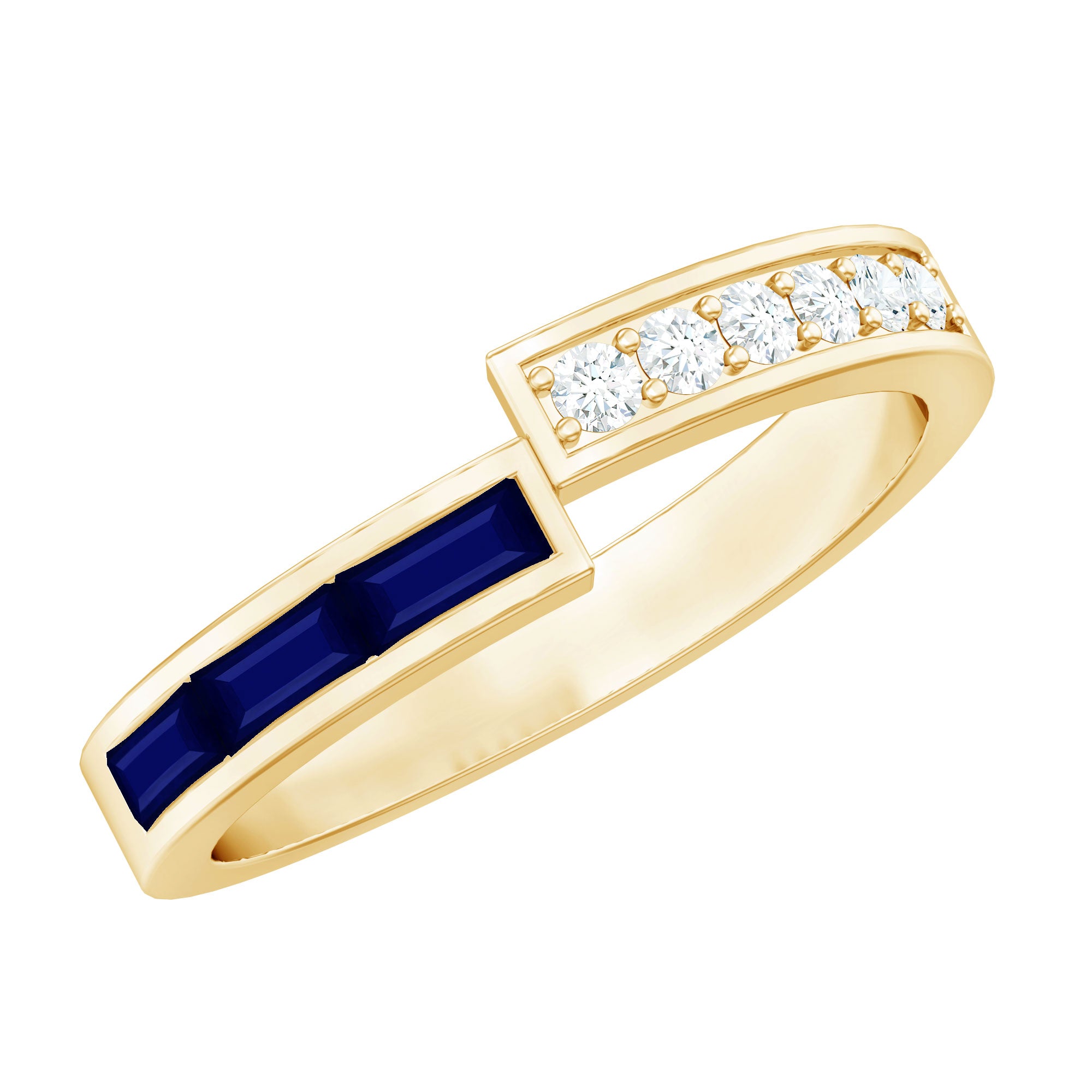 Natural Blue Sapphire Diamond Anniversary Band Ring AAA - Rosec Jewels