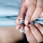 Rosec Jewels-Round Moissanite Bypass Wedding Ring Set
