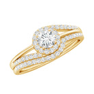 Rosec Jewels-Round Moissanite Bypass Wedding Ring Set