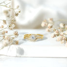 Rosec Jewels-Round Moissanite Bypass Wedding Ring Set
