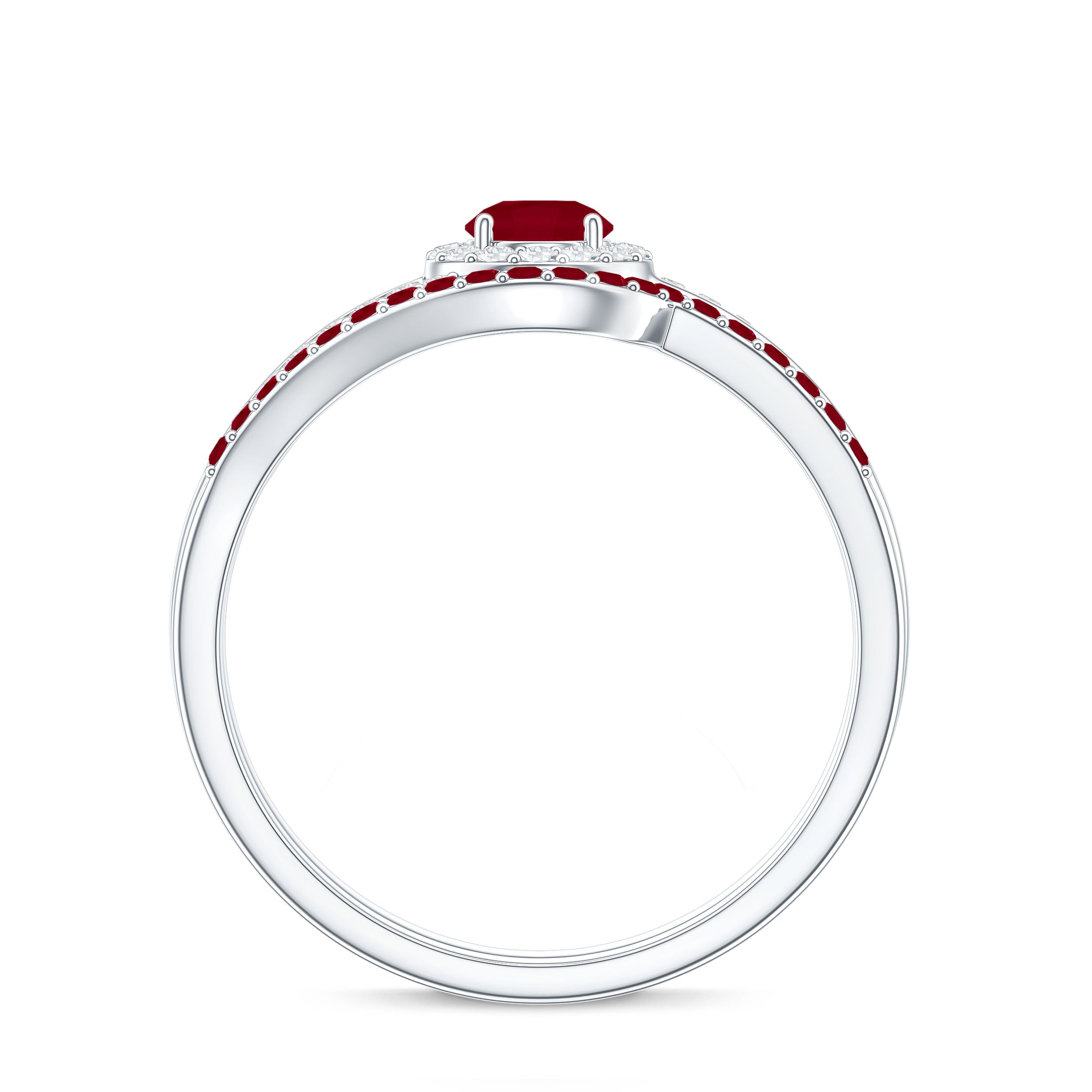 Natural Ruby Diamond Wedding Engagement Ring Set for Women AAA - Rosec Jewels