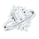 Designer Emerald Cut Moissanite Wedding Ring Set for Women D-VS1 - Rosec Jewels