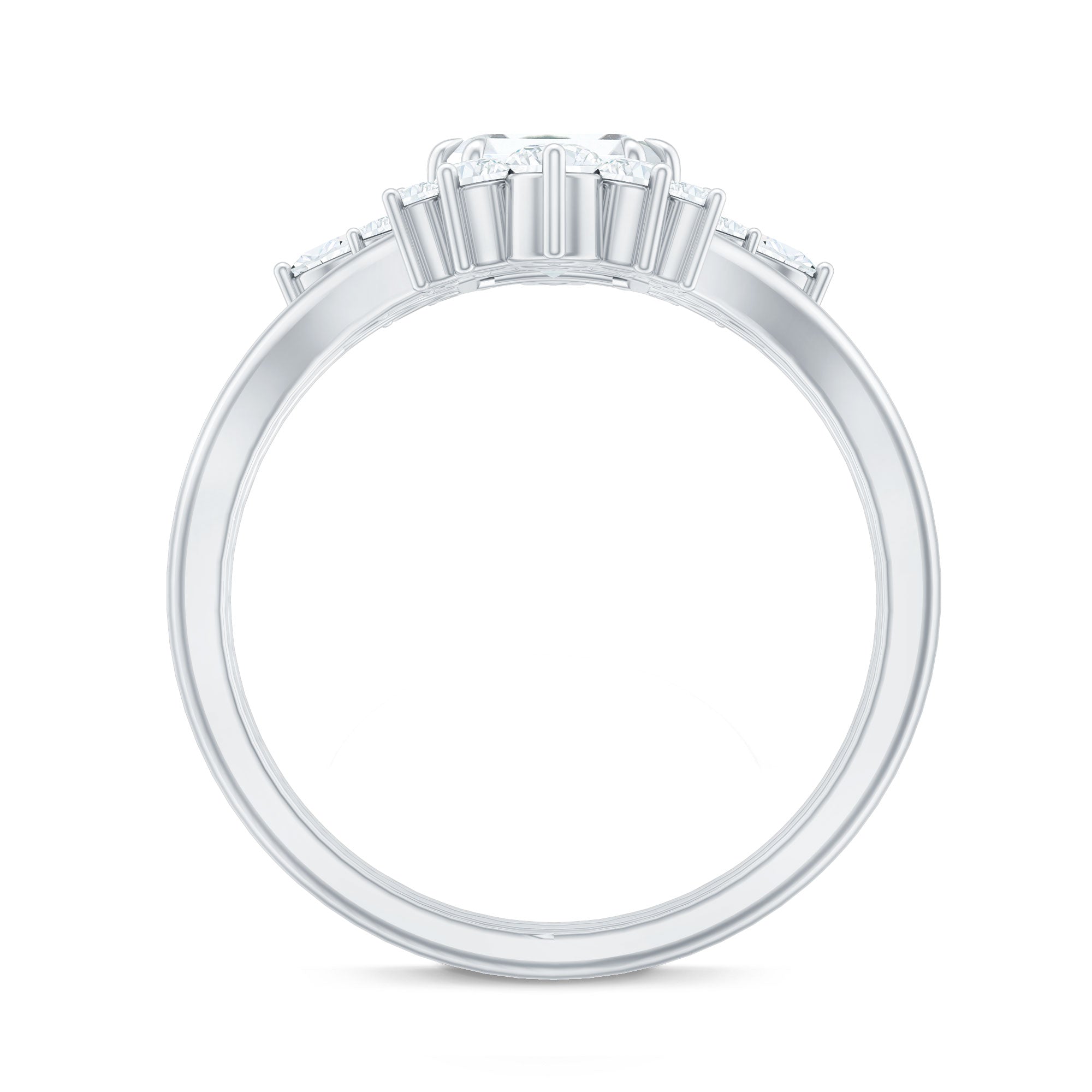 Designer Emerald Cut Moissanite Wedding Ring Set for Women D-VS1 - Rosec Jewels