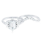 Designer Emerald Cut Moissanite Wedding Ring Set for Women D-VS1 - Rosec Jewels