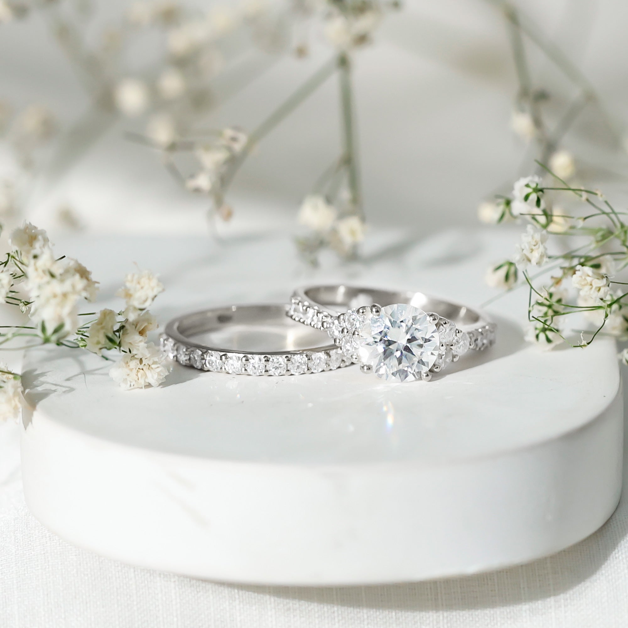 Certified 2 Carat Moissanite Engagement Ring with Enhancer D-VS1 - Rosec Jewels