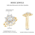 Flower Inspired Moissanite Halo Engagement Ring with Enhancer D-VS1 - Rosec Jewels