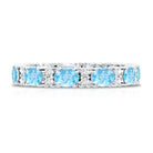 Natural Aquamarine Diamond Eternity Wedding Band in East West Style AAA - Rosec Jewels